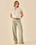 Blusa con Fruncido y Cuello Mao - Blanco