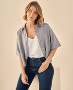 Camisa Oversized Manga Corta Premium - Gris