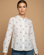 Camisa con Estampado Botánico - Crudo