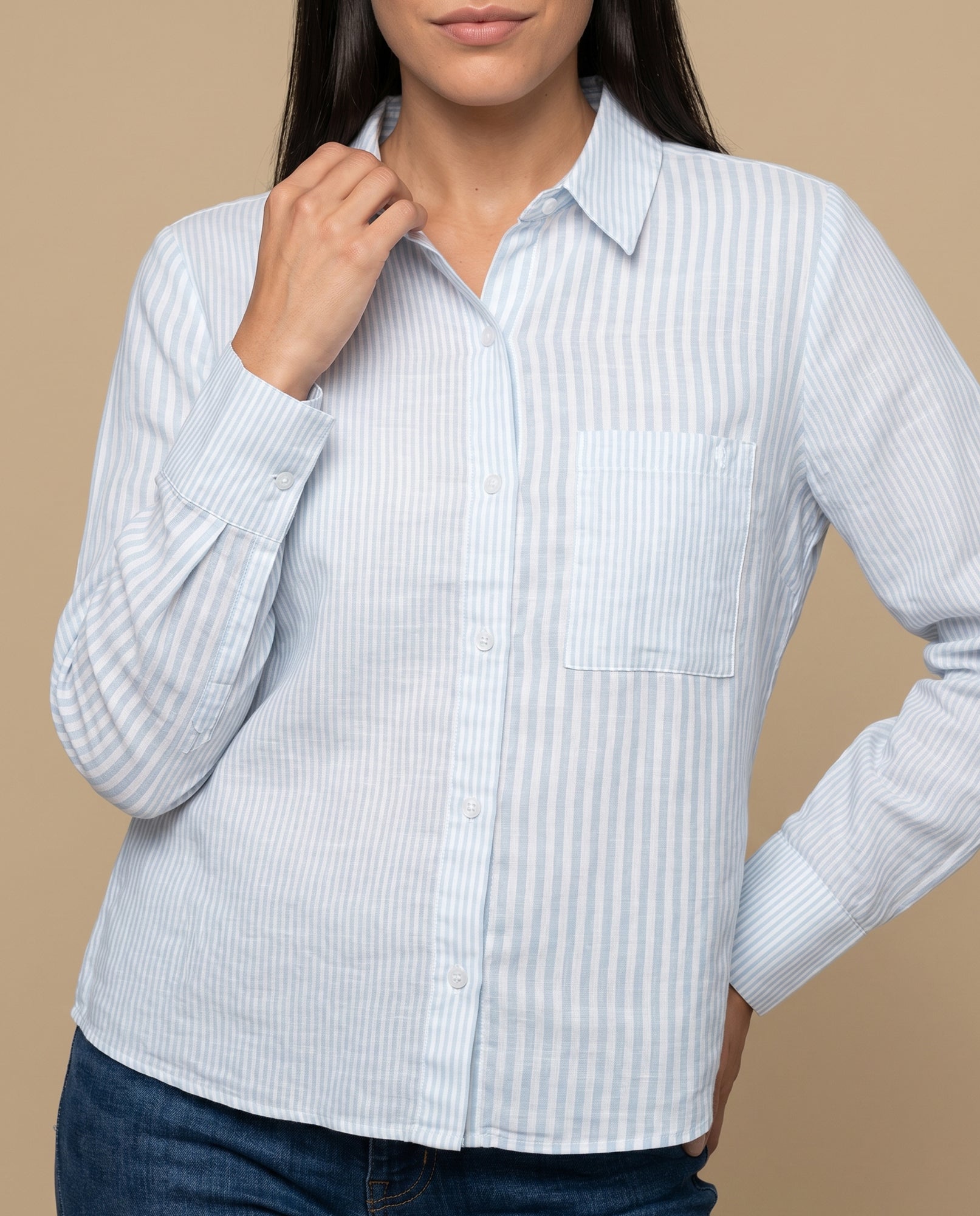 Camisa con Rayas Verticales Clásicas - Azul 34_919G304_AZU144123_3