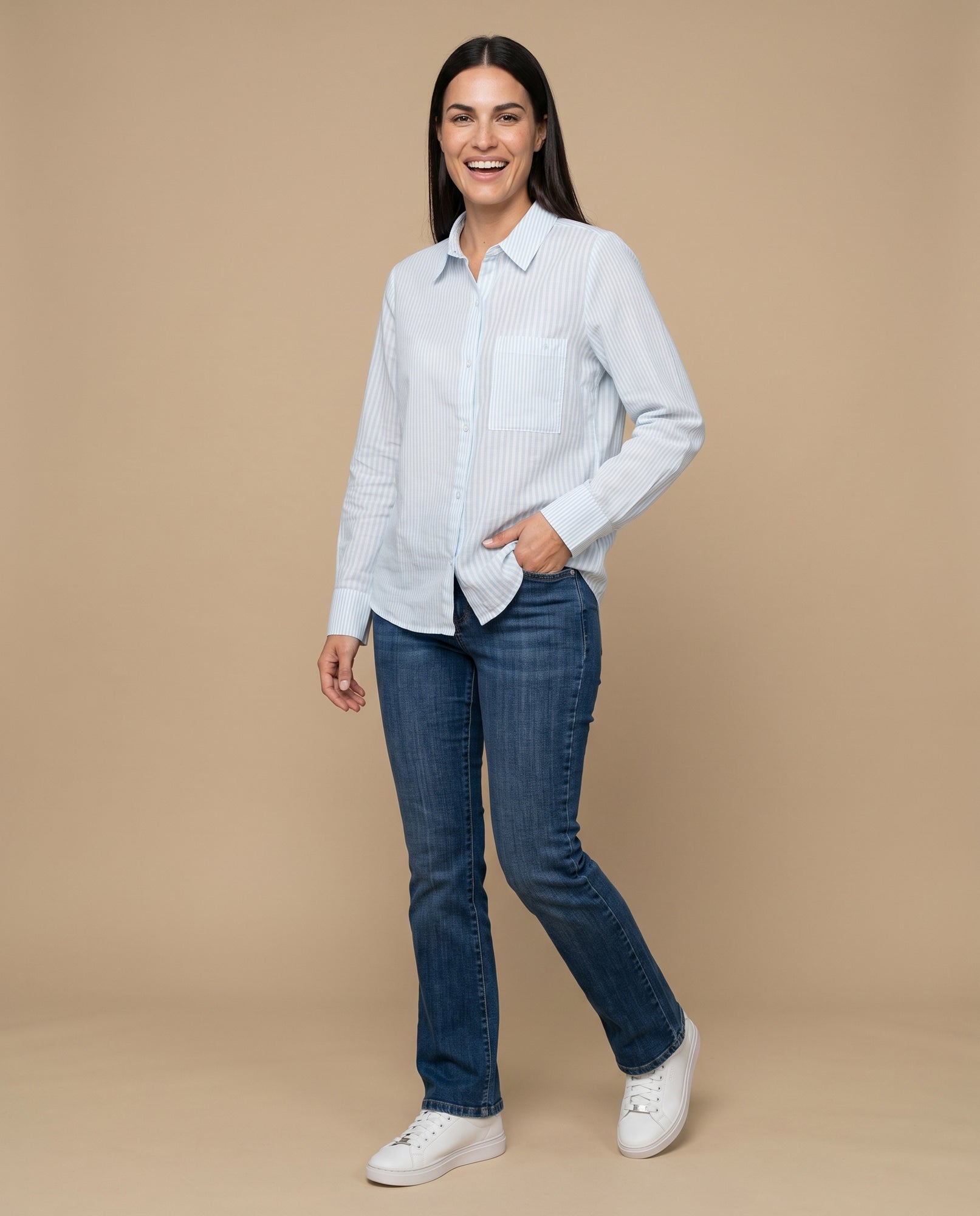 Camisa con Rayas Verticales Clásicas - Azul 34_919G304_AZU144123_5