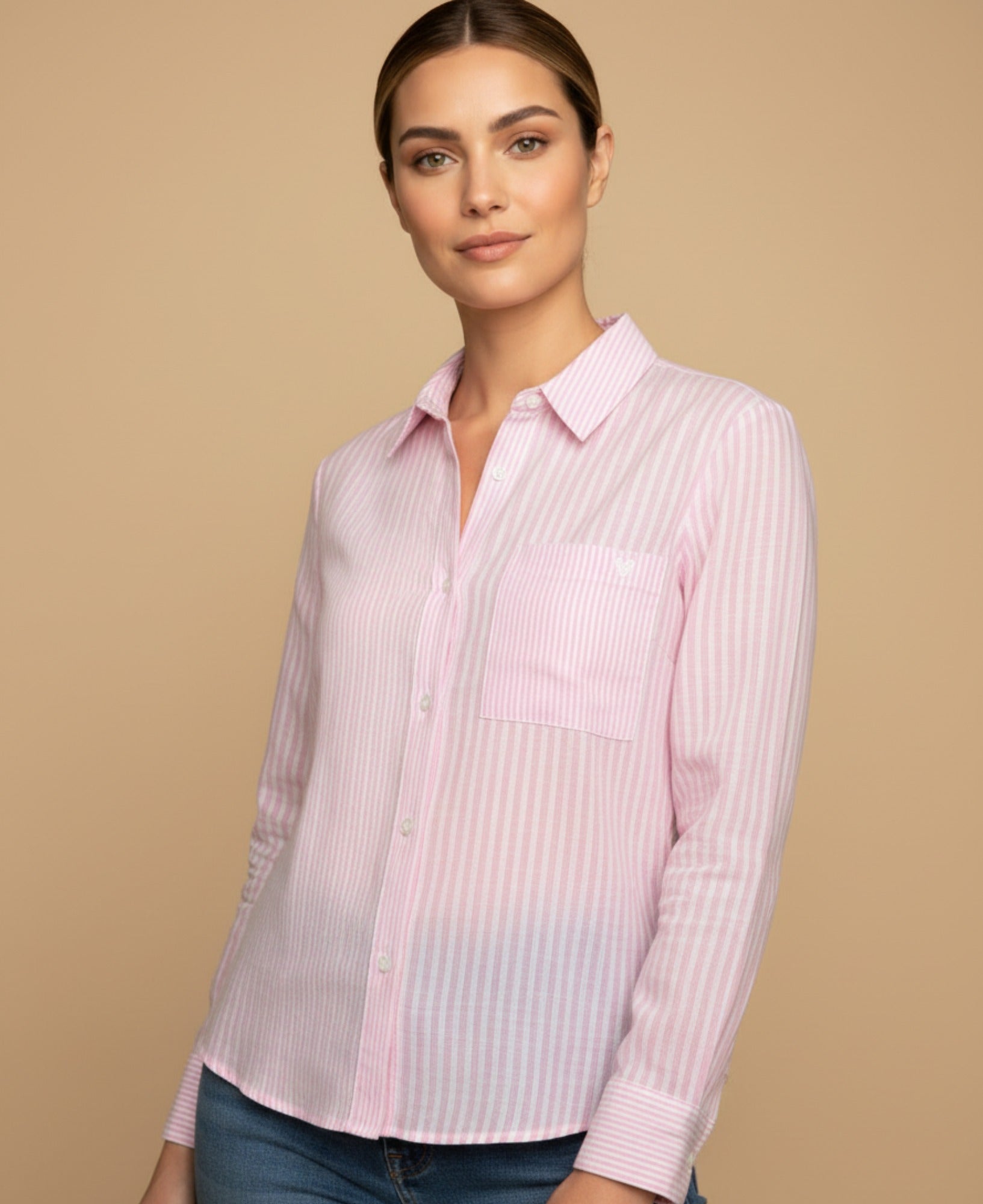 Camisa con Rayas Verticales Clásicas - Rosado 34_919G304_ROS132800_0