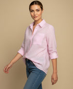 Camisa con Rayas Verticales Clásicas - Rosado
