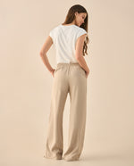 Pantalón con elástico posterior para mujer - Caqui