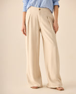 Pantalón clásico de silueta amplia para mujer - Beige