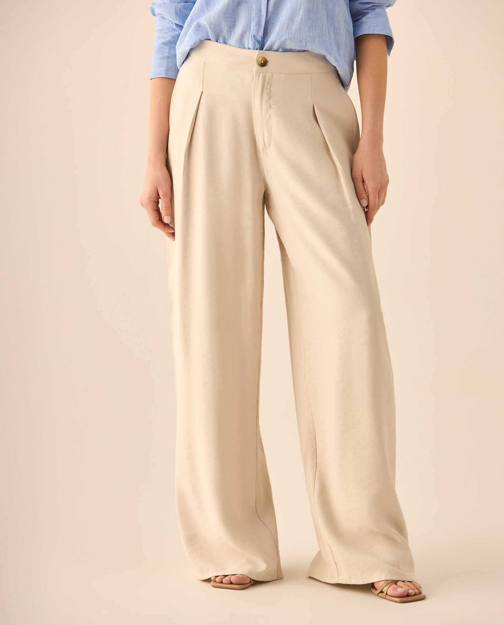 Pantalón clásico de silueta amplia para mujer - Beige 34_932G306_BEI130607_3
