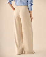 Pantalón clásico de silueta amplia para mujer - Beige