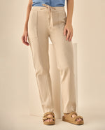 Pantalón Cargo con Cordón Ajustable - Beige
