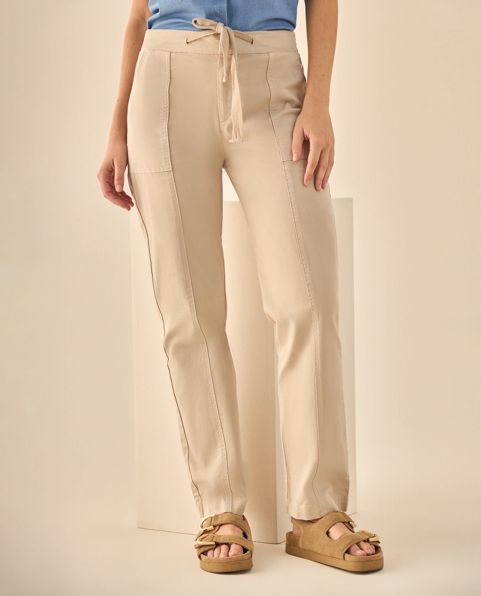 Pantalón Cargo con Cordón Ajustable - Beige 34_933G004_BEI130607_3