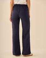 Pantalón Wide Leg con Cordón Ajustable - Azul