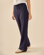 Pantalón Wide Leg con Cordón Ajustable - Azul