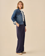Pantalón Wide Leg con Cordón Ajustable - Azul