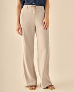 Pantalón Wide Leg con Cordón Ajustable - Beige