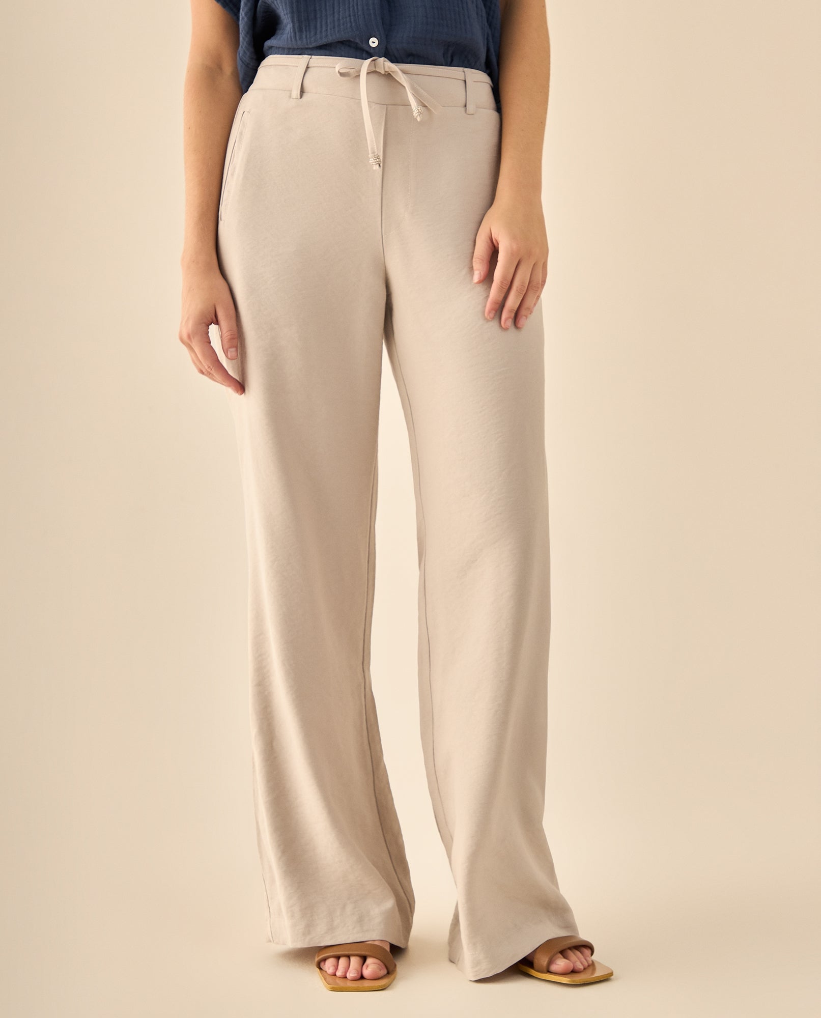 Pantalón Wide Leg con Cordón Ajustable - Beige 34_933G005_BEI130607_3