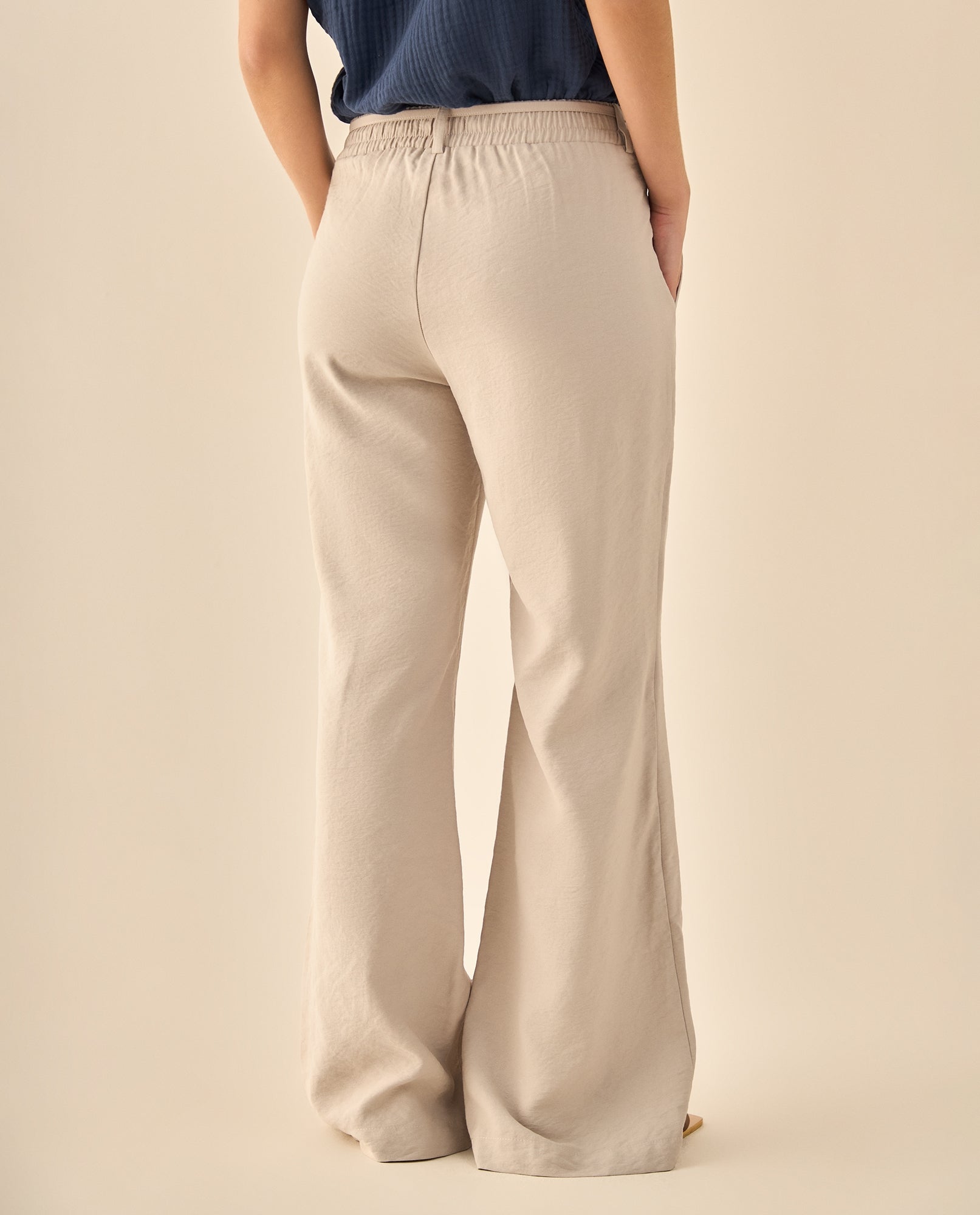 Pantalón Wide Leg con Cordón Ajustable - Beige 34_933G005_BEI130607_4
