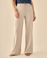Pantalón Wide Leg con Cordón Ajustable - Beige