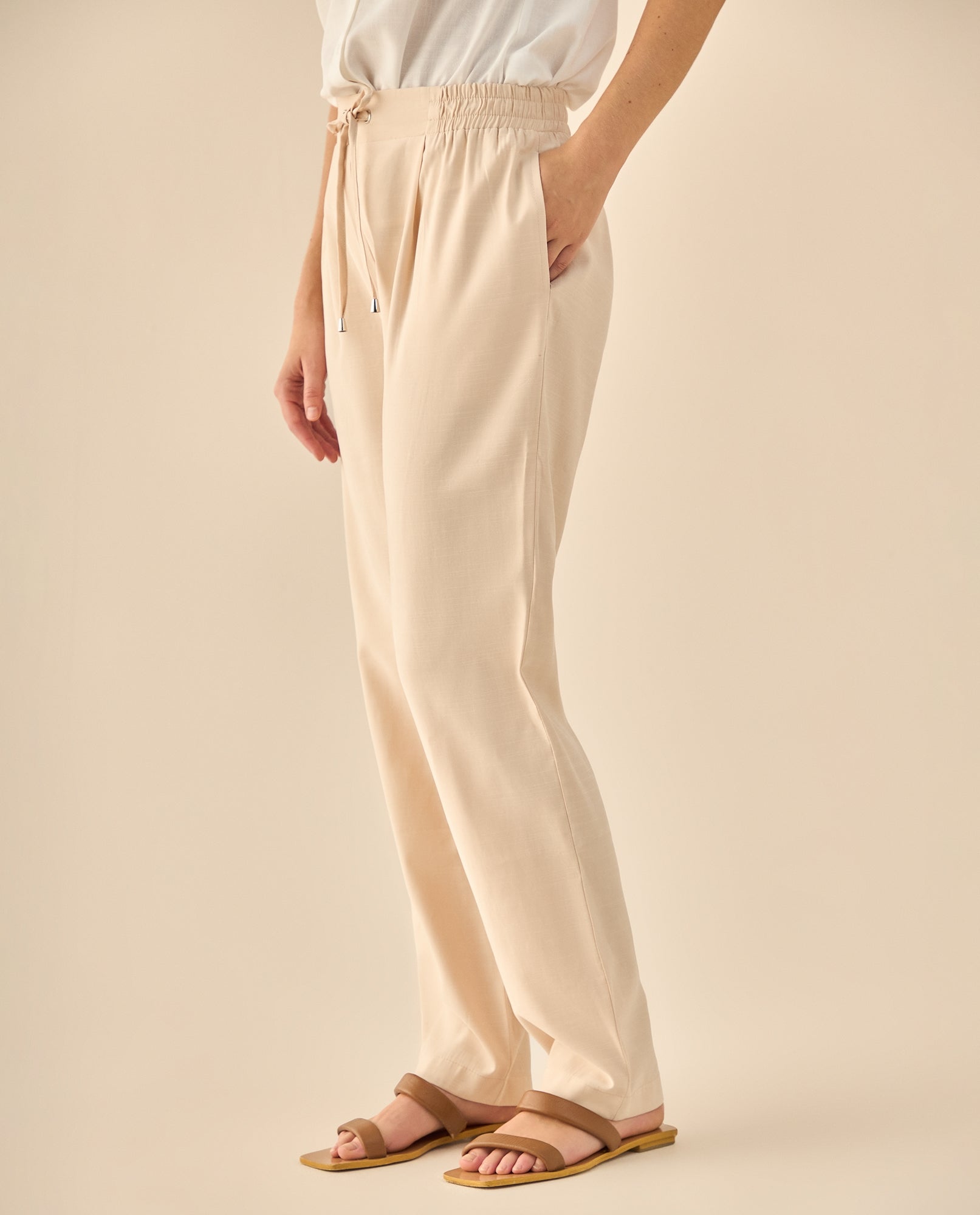 Pantalón Fluido con Cordón Ajustable - Beige 34_933G009_BEI130607_6