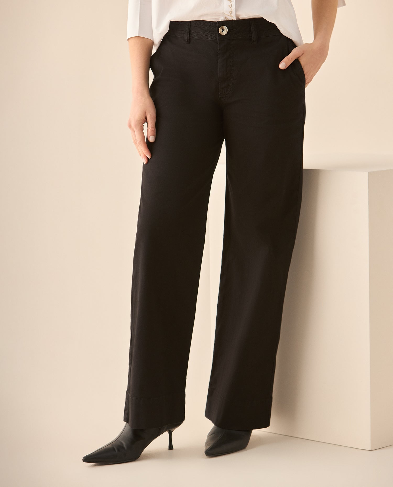 Pantalón clásico de silueta recta para mujer - Negro