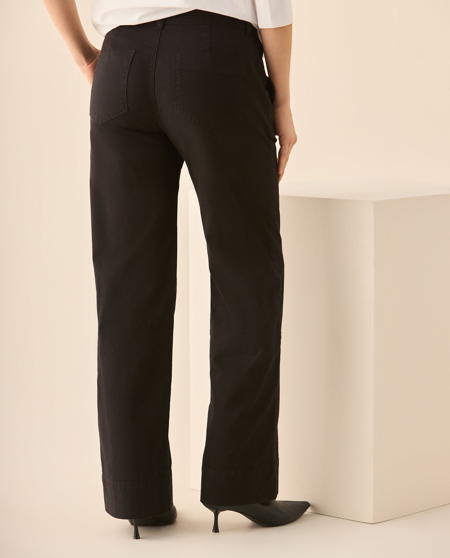 Pantalón clásico de silueta recta para mujer - Negro