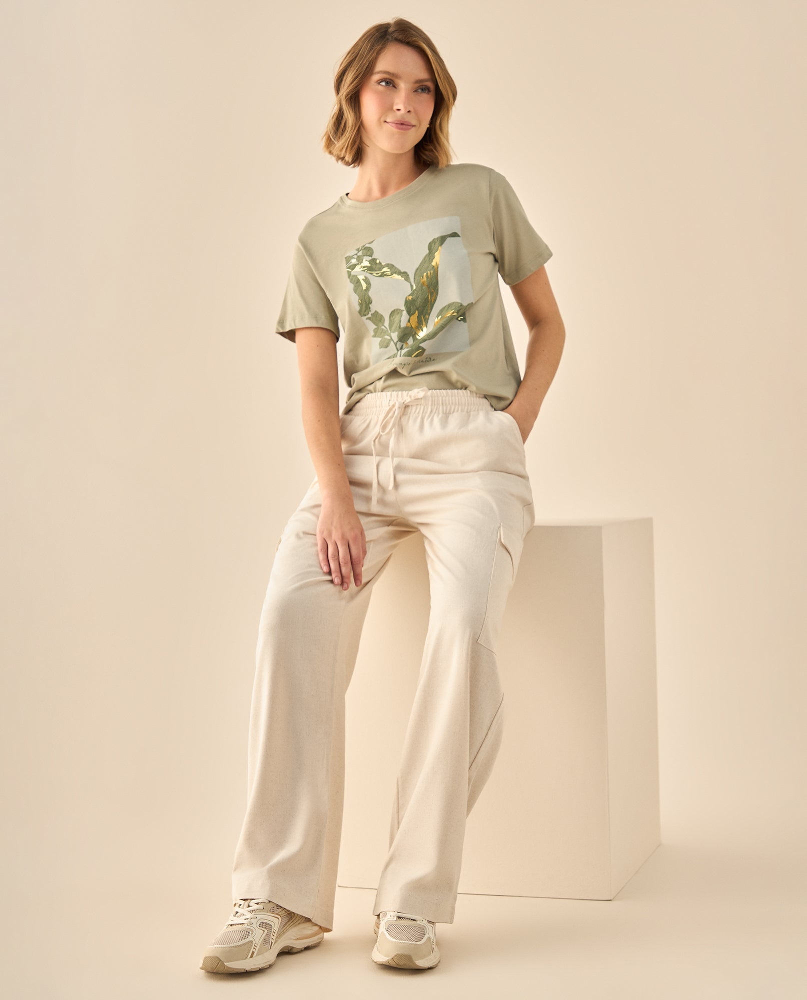 Pantalón Cargo con Cintura Elástica - Beige 34_933G300_BEI130607_0