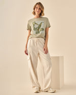 Pantalón Cargo con Cintura Elástica - Beige