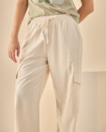 Pantalón Cargo con Cintura Elástica - Beige