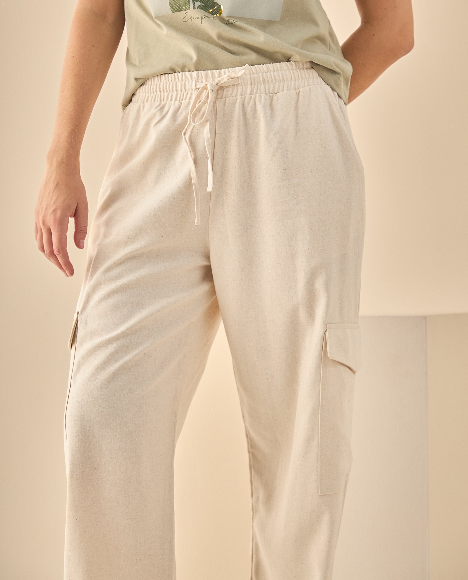 Pantalón Cargo con Cintura Elástica - Beige 34_933G300_BEI130607_6