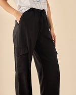 Pantalón Cargo con Cintura Elástica - Negro