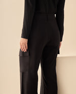 Pantalón Cargo de Tiro Alto Pierna Ancha - Negro