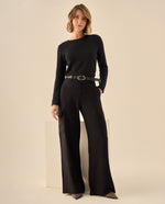 Pantalón Cargo de Tiro Alto Pierna Ancha - Negro