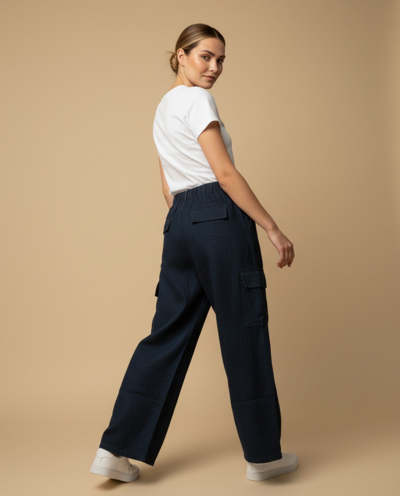 Pantalón cargo wide leg con bolsillos laterales para mujer - Azul 34_939G300_AZU174421_1
