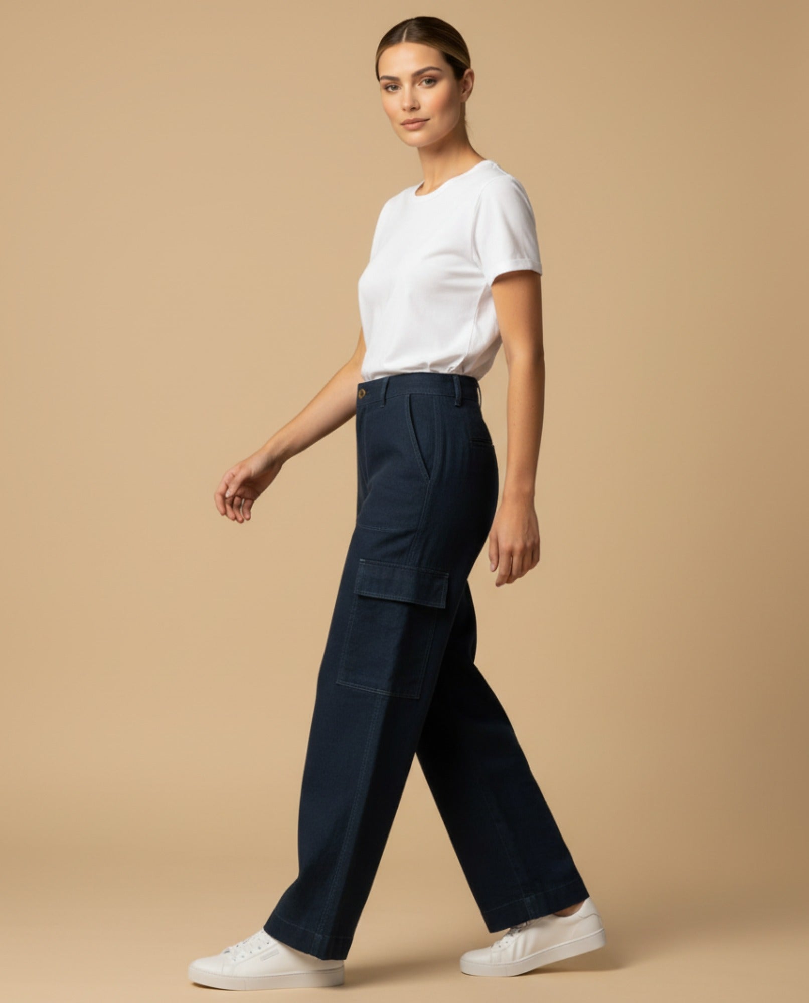 Pantalón cargo wide leg con bolsillos laterales para mujer - Azul 34_939G300_AZU174421_2