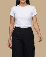 Pantalón cargo wide leg con bolsillos laterales para mujer - Negro