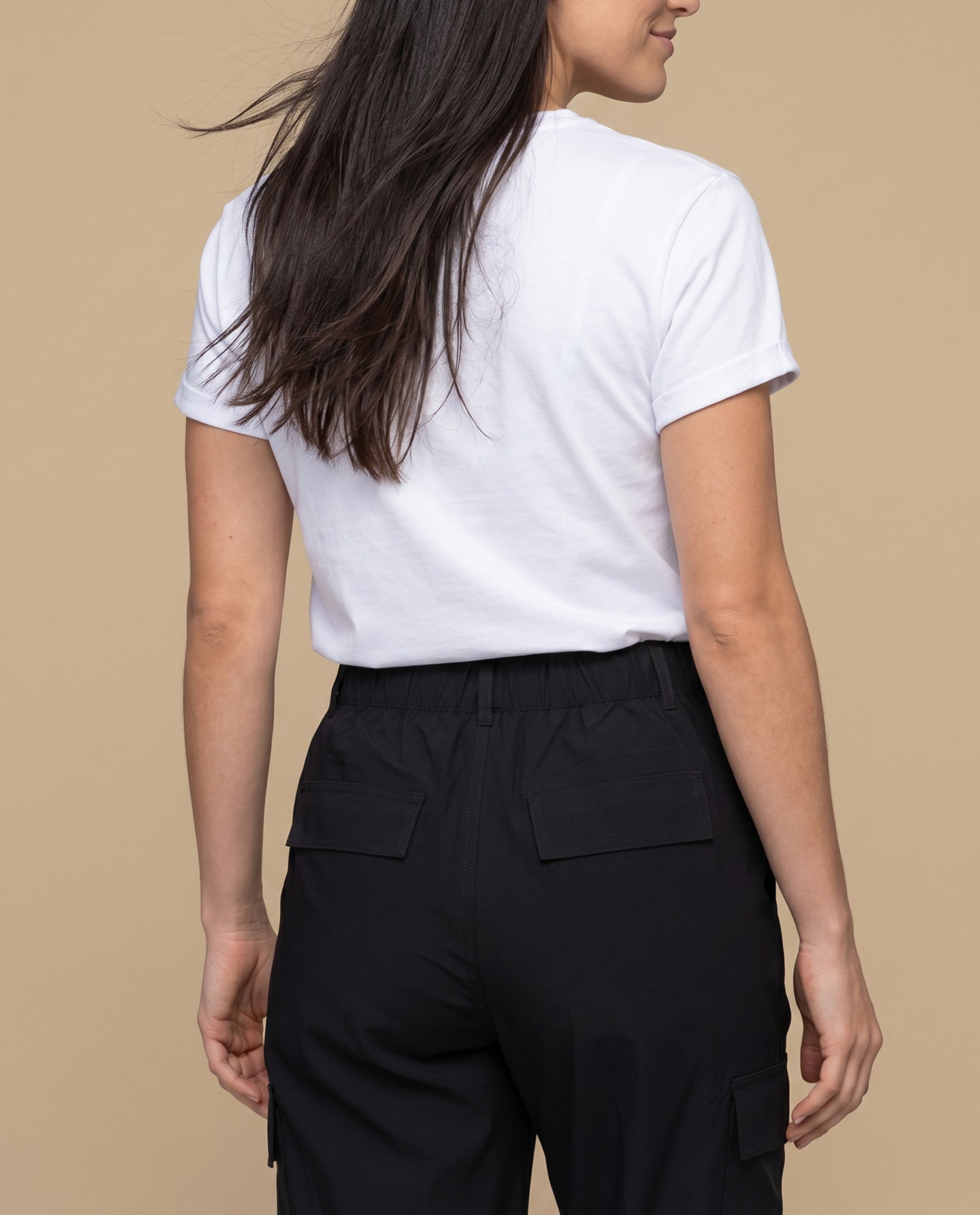Pantalón cargo wide leg con bolsillos laterales para mujer - Negro