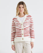 Buzo tipo cardigan estampado para mujer - Crudo