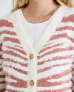 Buzo tipo cardigan estampado para mujer - Crudo