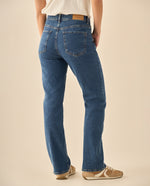 Pantalón Denim con Costuras Contrastantes - Azul