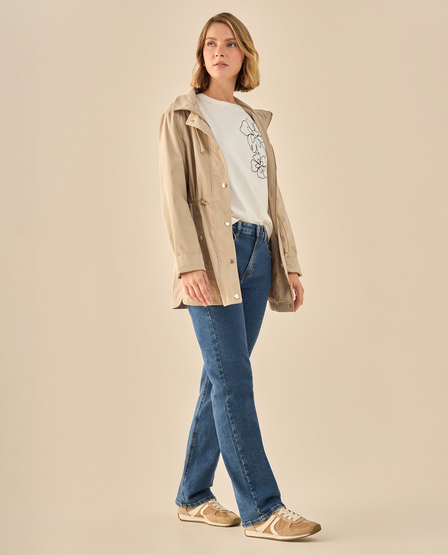 Pantalón Denim con Costuras Contrastantes - Azul