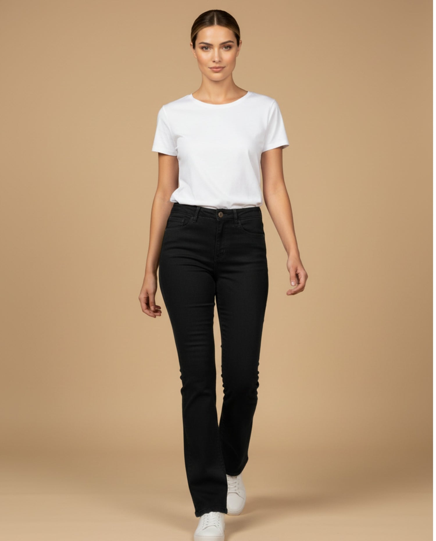 Jean recto cinco bolsillos para mujer - Negro