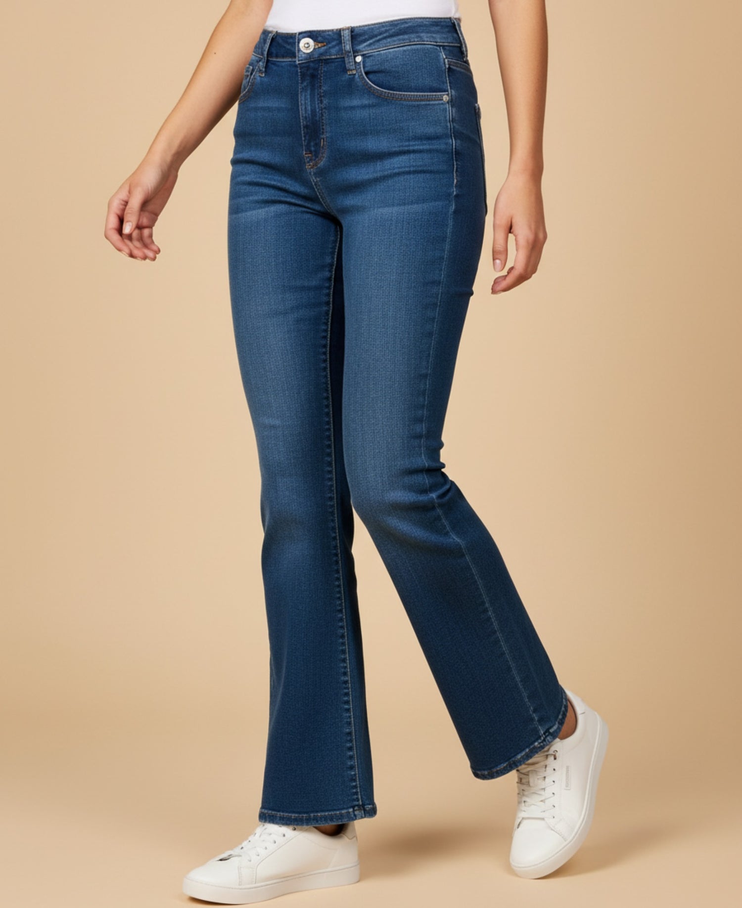 Jean bootcut tiro alto cinco bolsillos para mujer - Azul