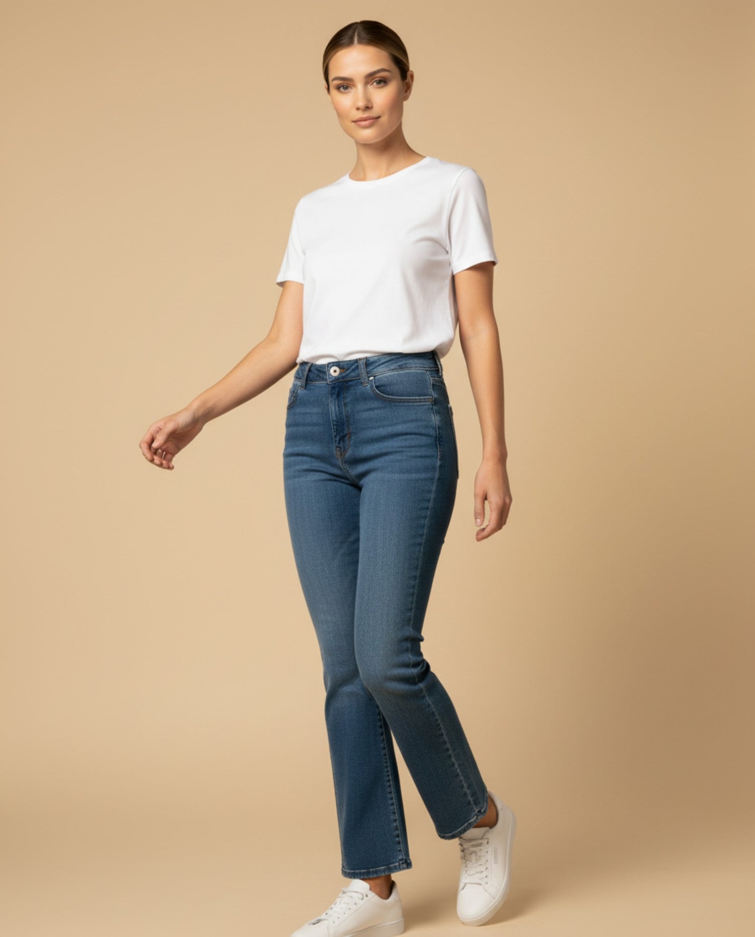 Jean boot cut con corte acampanado para mujer - Azul