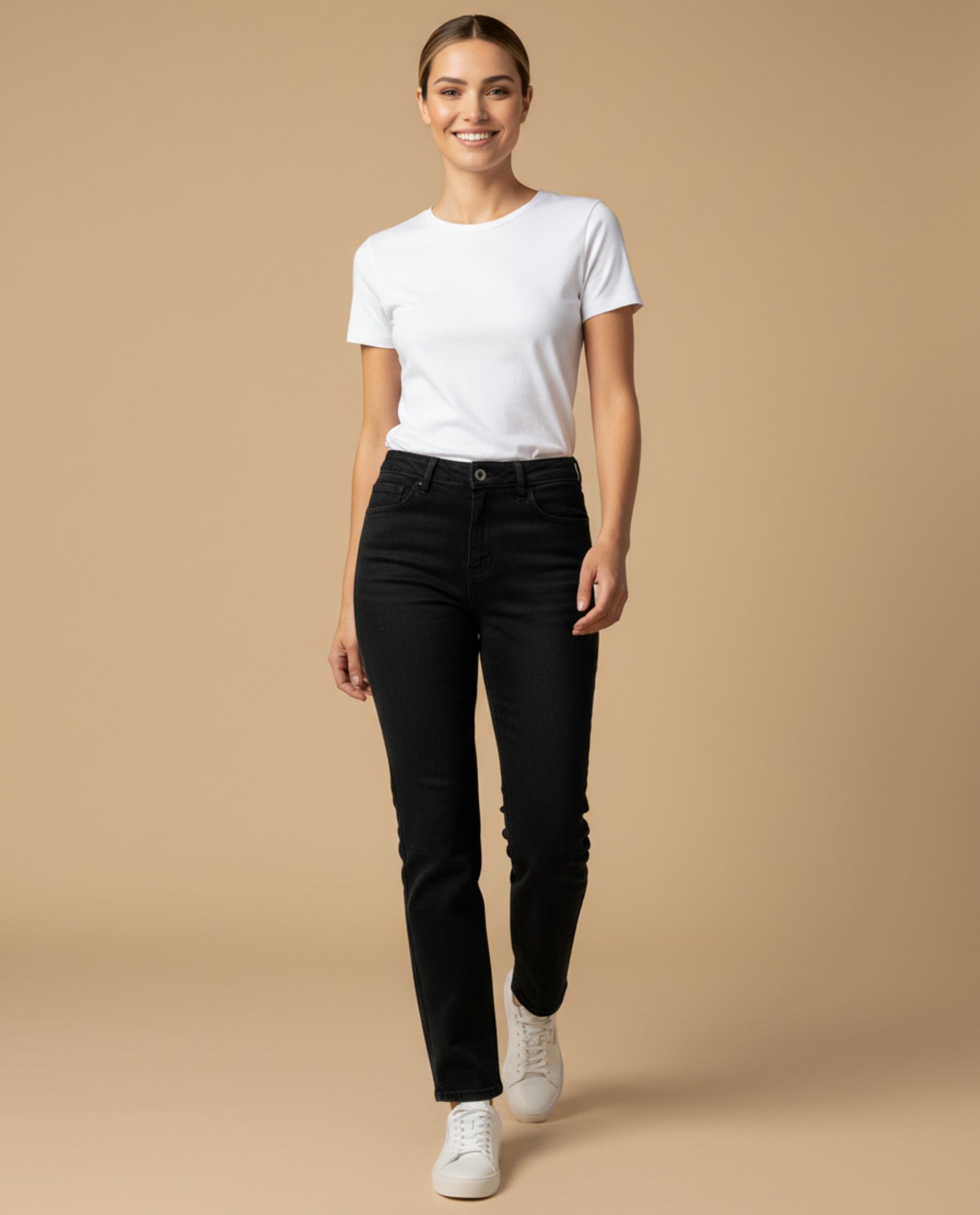 Jean skinny cinco bolsillos para mujer - Negro