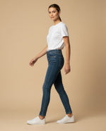Jean skinny talle alto cinco bolsillos para mujer - Azul