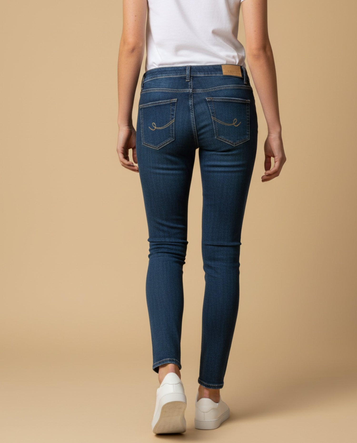 Jean skinny tiro alto cinco bolsillos para mujer - Azul