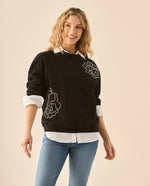 Buzo con lentejuelas para mujer - Negro